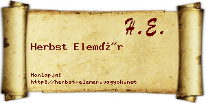 Herbst Elemér névjegykártya